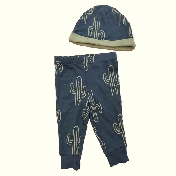 Carter’s Pants & Hat Set Infant/Baby Boy Navy & Green Cactus Size 6 Months - Picture 1 of 3
